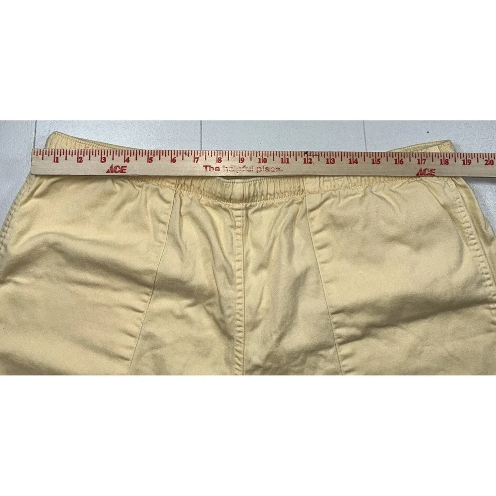 Vintage Polo Ralph Lauren Butter Yellow Shorts Purple Pony Womens Large USA MADE